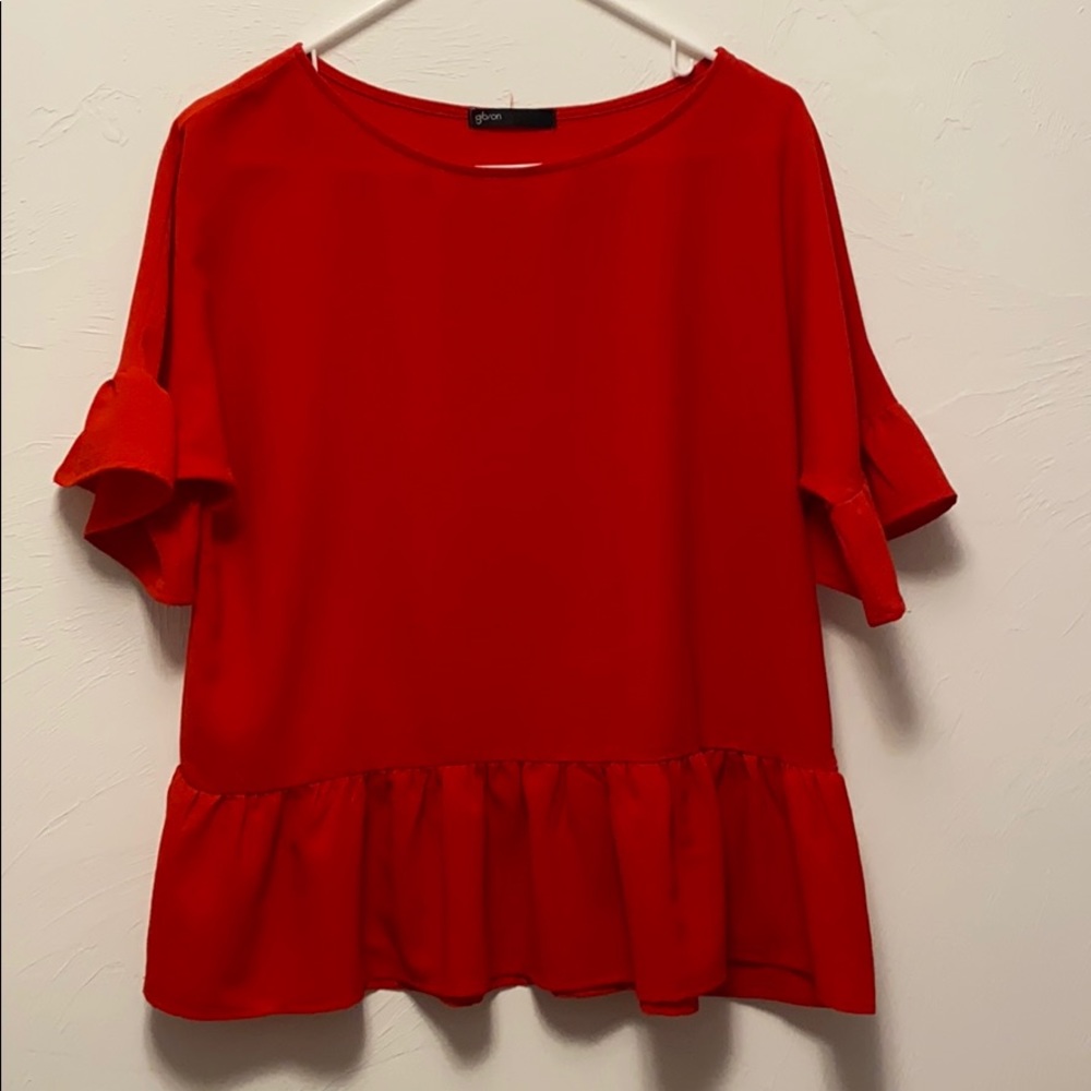 Red ruffle top